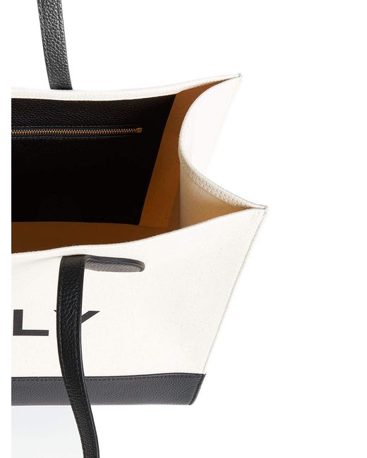 Bally White Logo Canvas And Leather Tote Bag