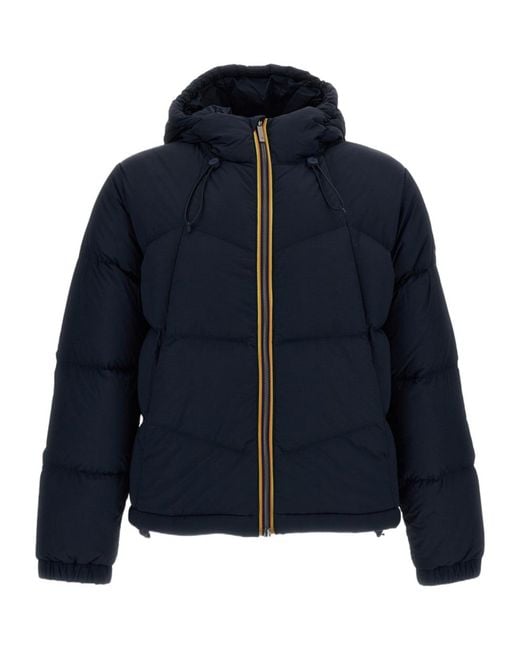K-Way Blue Hooded Puffer Jacket for men