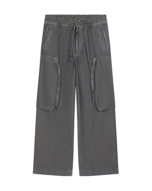 Dries Van Noten Gray Wide Leg Overdyed Cargo Trousers for men