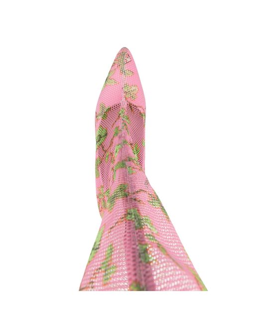 Off-White c/o Virgil Abloh Pink Crystal Floral Mesh Thigh-High Boots