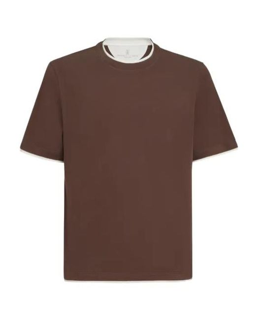 Brunello Cucinelli Red Short-Sleeved T-Shirt for men