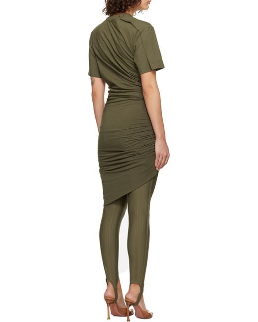 Mugler Women's Green Piercing-Detail Midi Dress