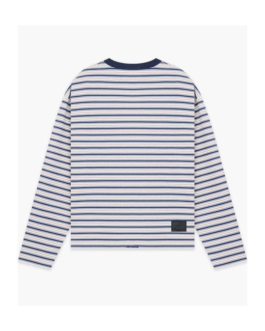 we11done Blue Striped Long-Sleeved T-Shirt for men