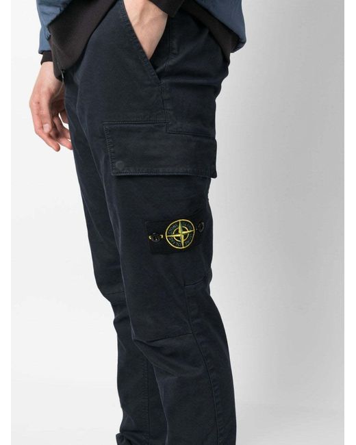 Stone Island Blue Logo Casual Pants for men