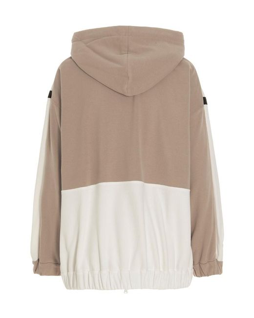 Brunello Cucinelli Natural Panelled Zip-Up Hoodie