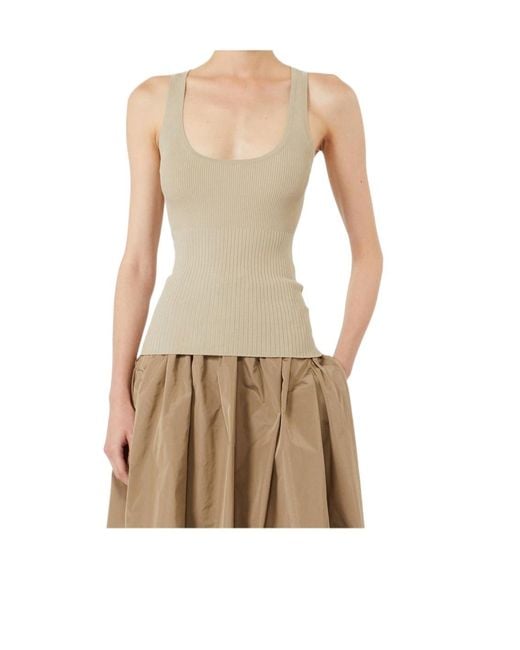 Max Mara Natural Ghiro Ribbed Knit Tank Top