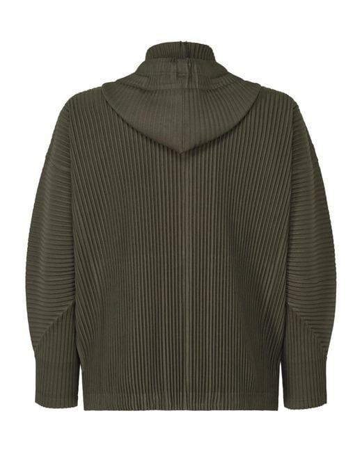 Homme Plissé Issey Miyake Green Pleated Hoodie for men