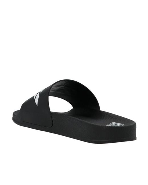 VTMNTS Black Logo Printed Pool Slides for men