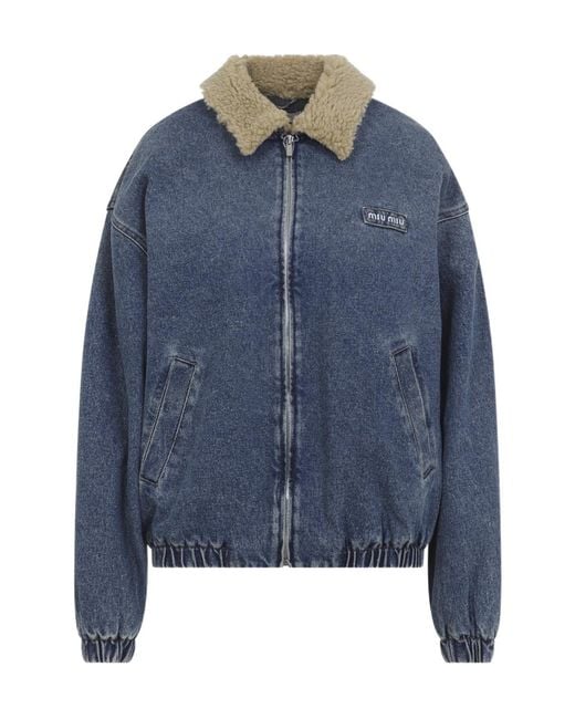 Miu Miu Blue Long-Sleeved Denim Jacket