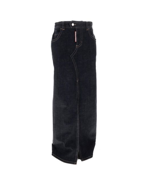 DSquared² Blue Denim Midi Skirt