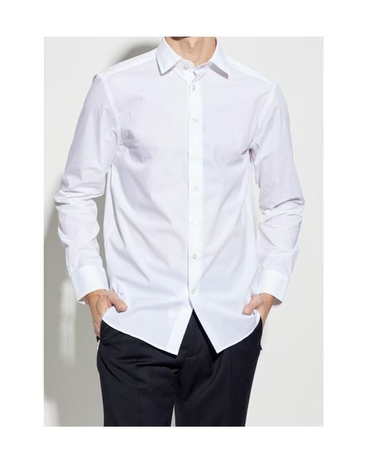 Etro White Buttoned Curved Hem Shirt for men