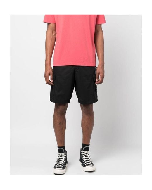Stone Island Black Paracadute Cargo Shorts for men