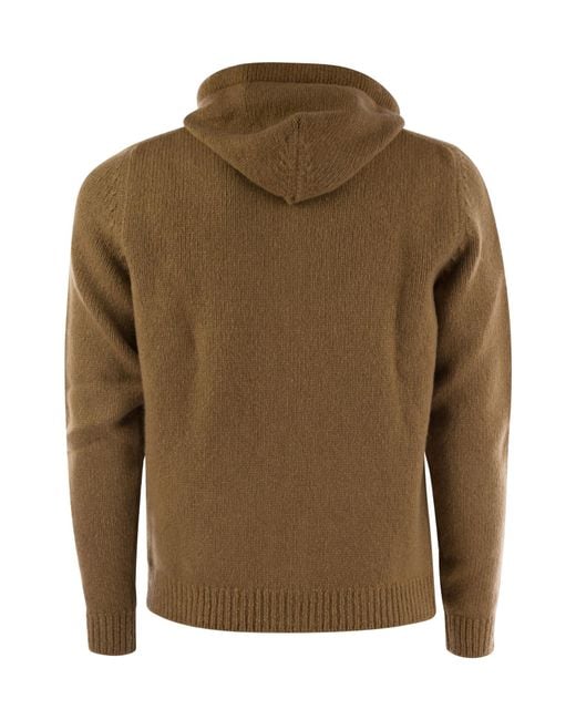 Fedeli Green Hooded Zip-Up Cardigan for men