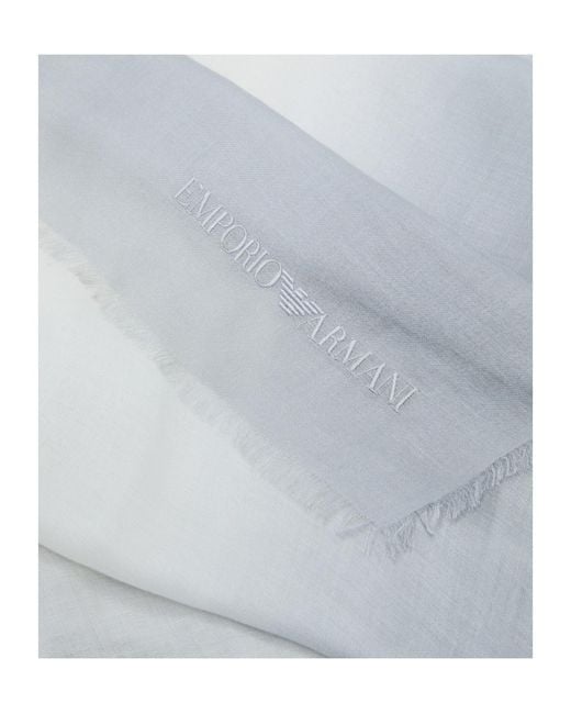Emporio Armani Blue Fringed-Hem Scarf