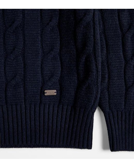 Tod's Blue Long-Sleeved Sweater for men