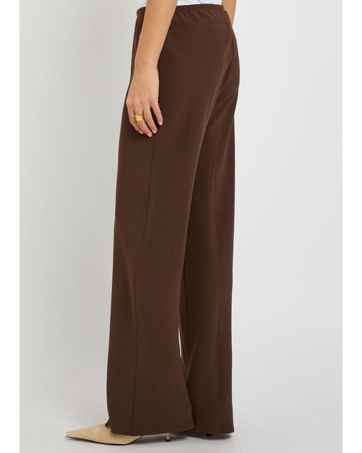 Reformation Brown Gale Straight-Leg Crepe Trousers
