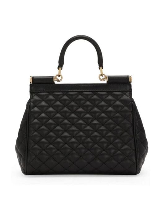 Dolce & Gabbana Black Sicily Medium Leather Handbag