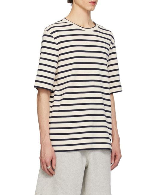 Jil Sander White Striped Crewneck T-Shirt for men