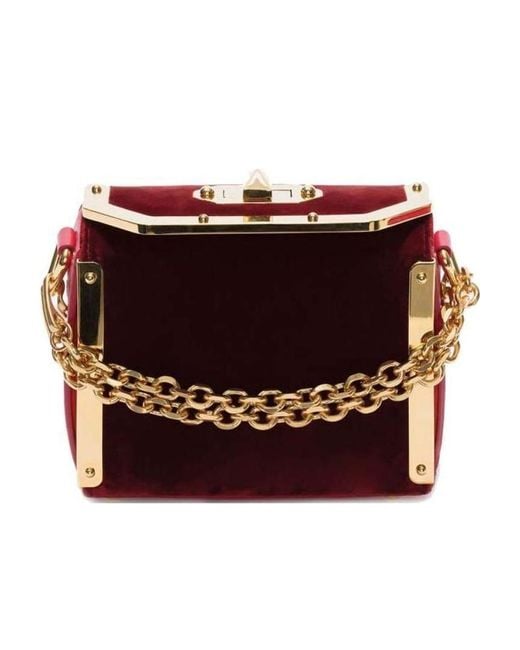 McQueen Red Splice Flip Chain Shoulder Bag
