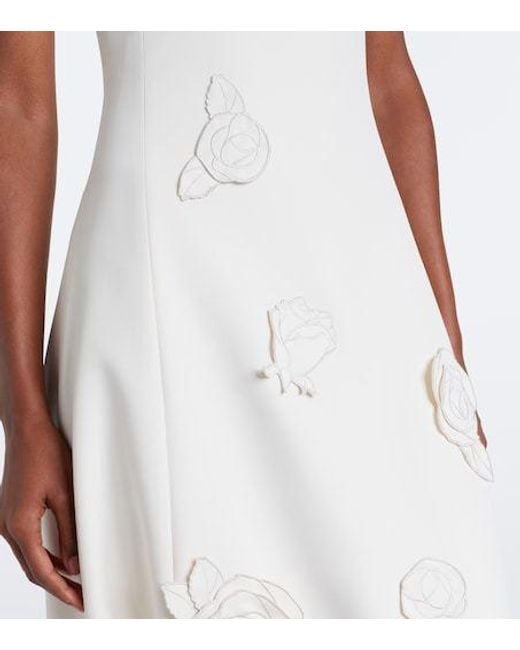 Leo White Floral-Appliqué Midi Dress