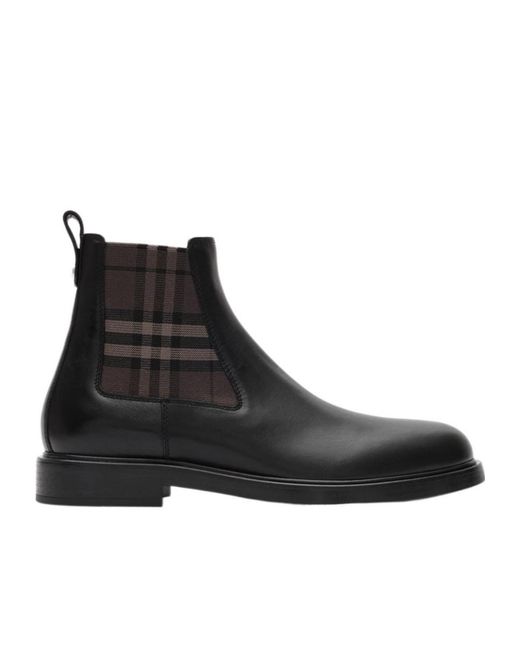 Burberry Black Pembroke Checked Ankle Boots for men