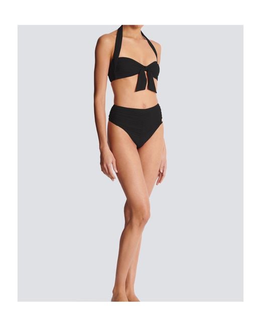 Balmain Black Plain Two Piece Swimsuit
