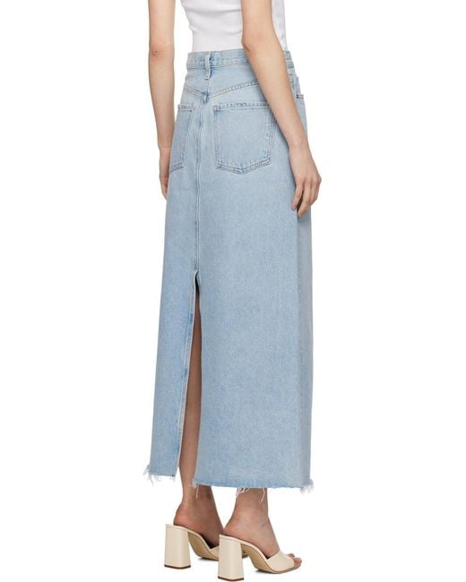 Agolde Black Blue Hilla Denim Maxi Skirt