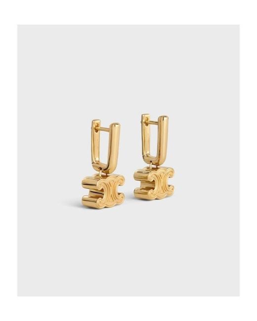 Céline Metallic Chunky Triomphe Earrings