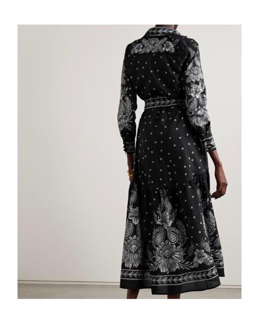 Farm Rio Black Belted Printed Maxi Dress