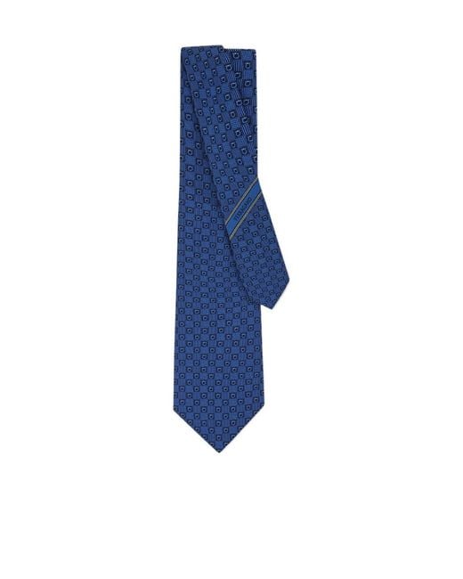 Ferragamo Blue Gancini Silk Jacquard Tie for men