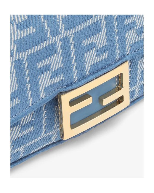 Fendi Blue Ff Jacquard Chain-Linked Tote Bag