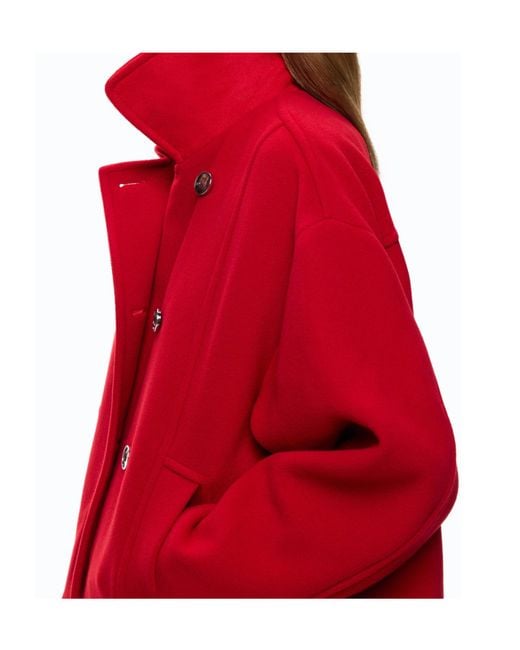 Pinko Red Cropped Double-Breasted Coat