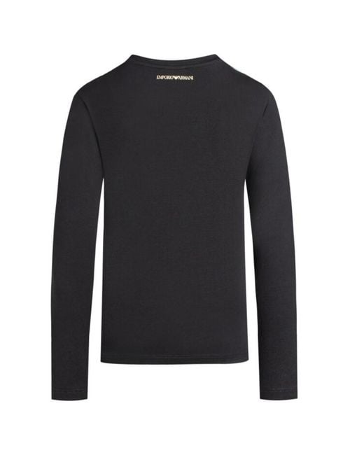 Emporio Armani Black T-Shirt With Round Neck And Long Sleeves