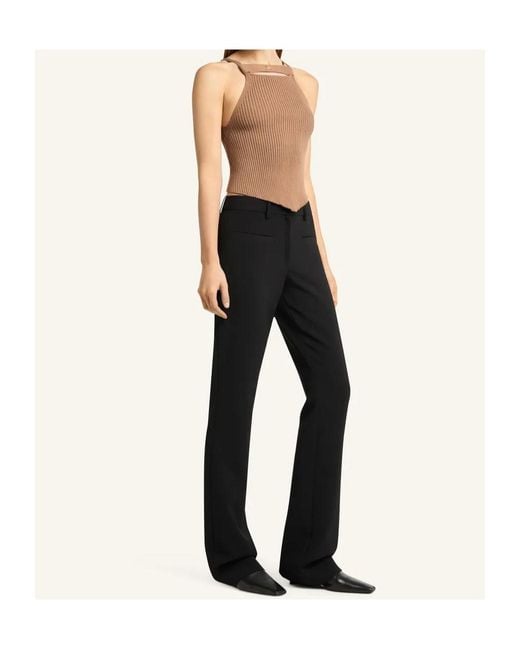 Courreges Brown Rib-Knit Asymmetric Tank Top
