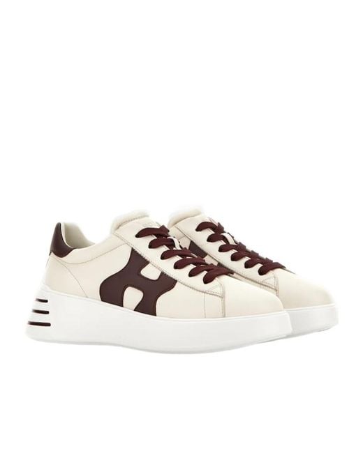 Hogan Natural Low-Top Ivory Sneakers With Suede Logo