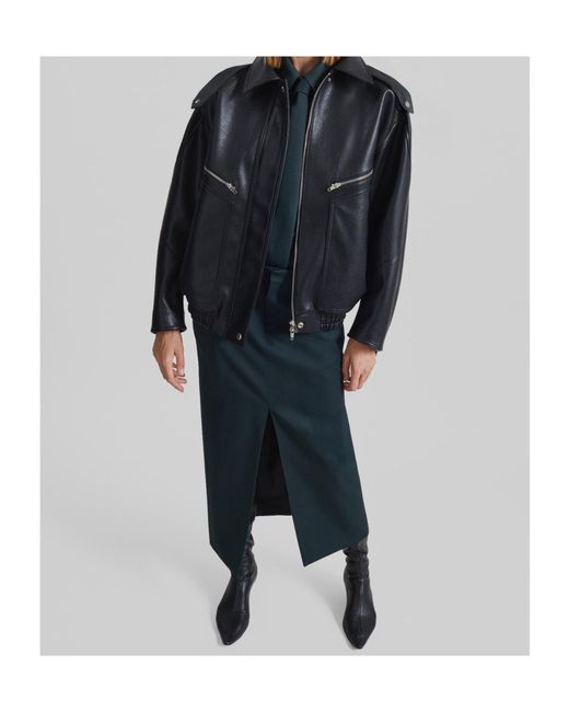 Frankie Shop Black Hudson Faux Leather Bomber Jacket