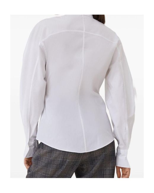 Brunello Cucinelli White 'Shiny Collar Detail' Shirt