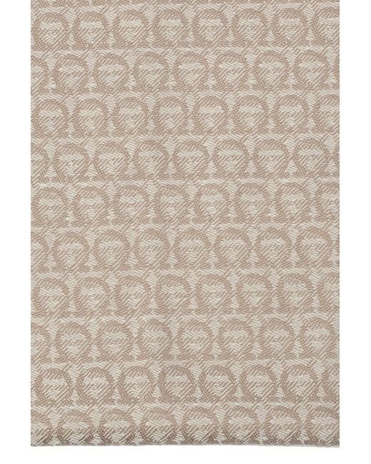 Ferragamo Natural Gancini Patterned Fringed Scarf