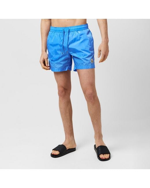 Moncler Blue Luxury Logo Swim Trunks for men