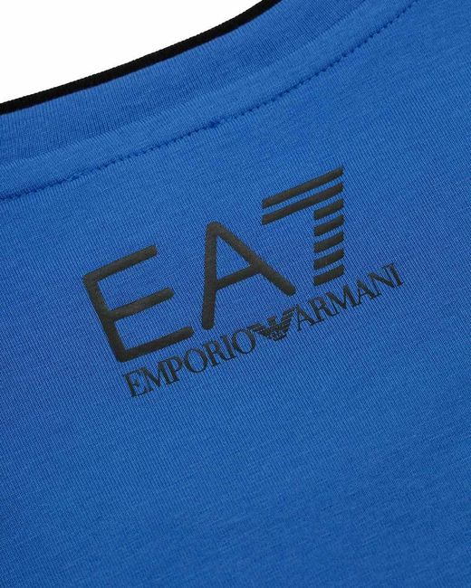 EA7 Blue Logo T-Shirt With Round Neck for men