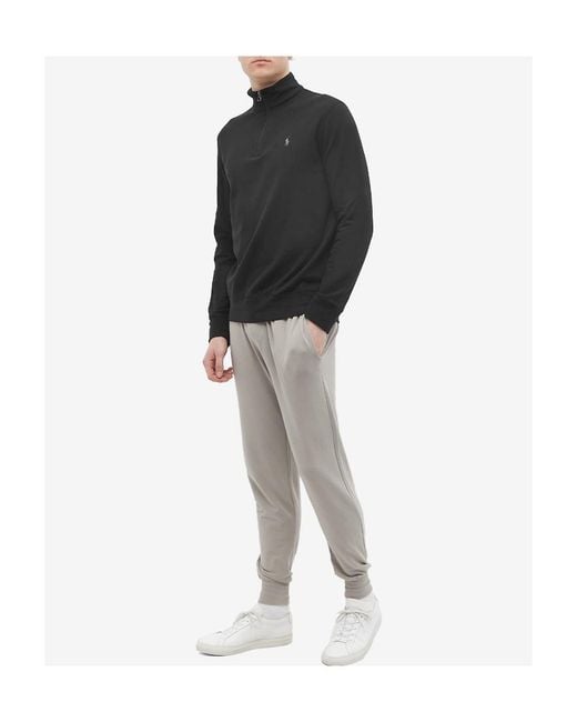 Ralph Lauren Black Logo Patch Half-Zip Pullover for men