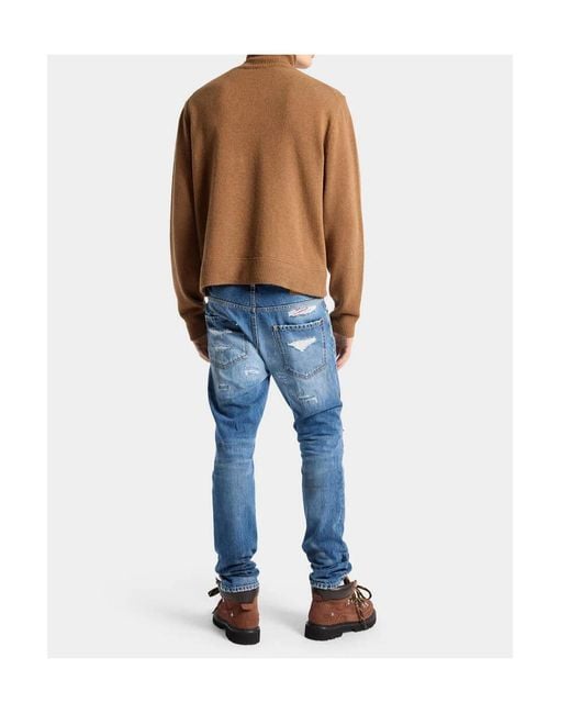 DSquared² Blue Worker Wash Teddy Jeans for men