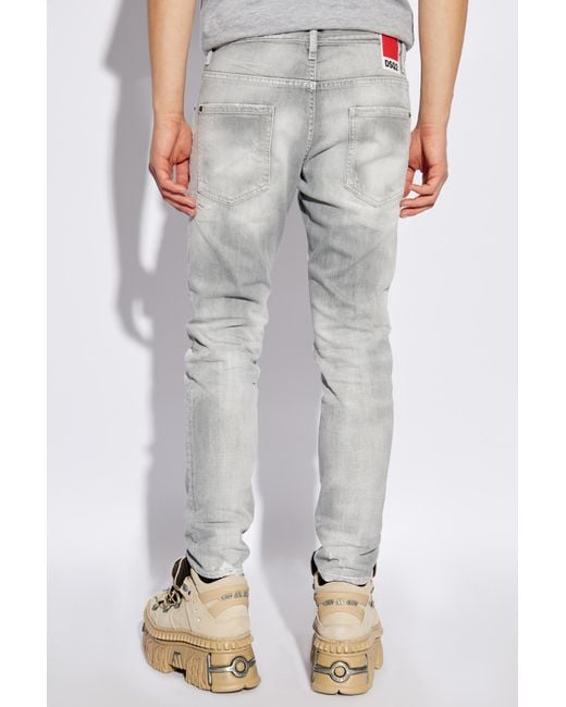 DSquared² Gray Skater Distressed Skinny Jeans for men