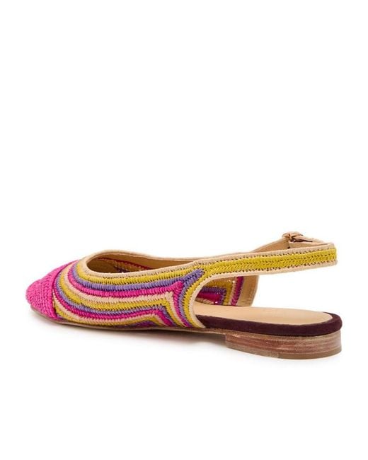Gabriela Hearst Pink Strength Striped Raffia Slingback Flats