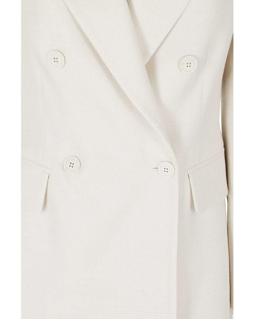 Eleventy White Double-Breasted Suit Jacket