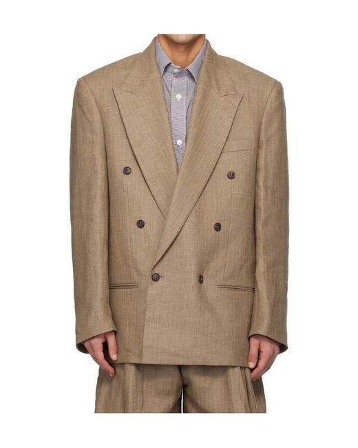 Hed Mayner Natural Double-Breasted Suit Jacket for men