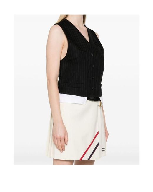 Miu Miu Black Striped Button-Up Gilet
