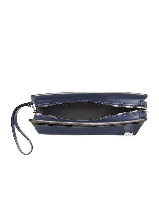 Fendi Blue Squared Ff Standing Clutch Bag for men