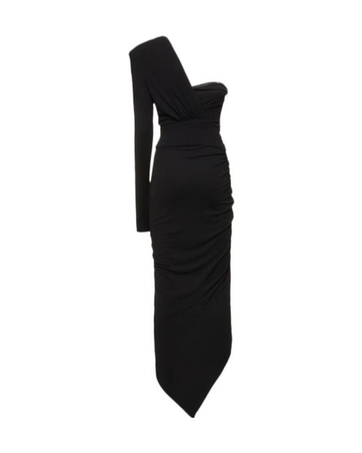 Alexandre Vauthier Black Plain Jersey Mid-Length Dress