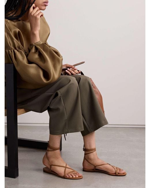Aeyde Brown Round-Headed Flat Sandals
